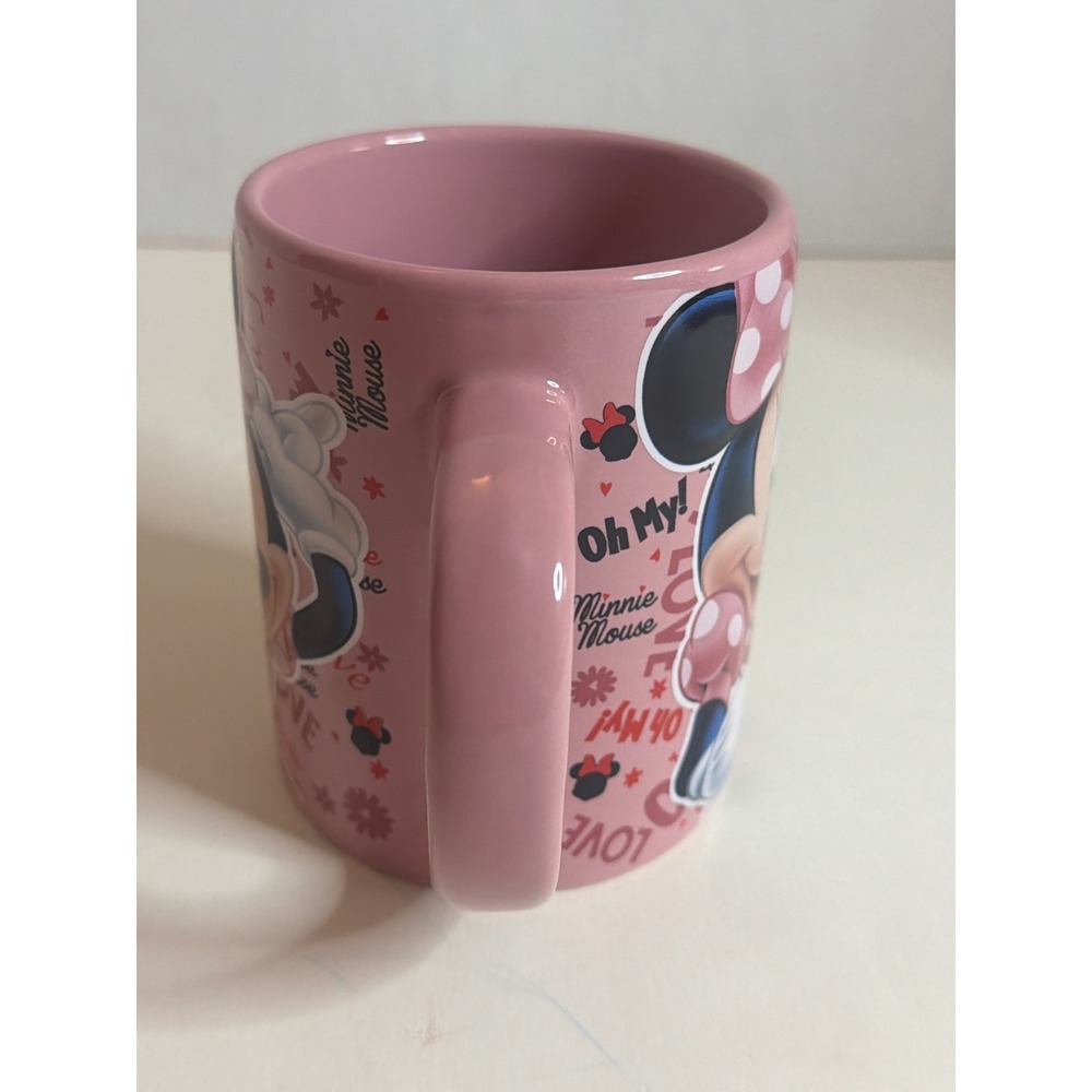 Disney Minnie Mouse Pink Coffee Mug Jerry Leigh Oh My Love Polka Dot Ceramic Cup - Picture 2 of 10